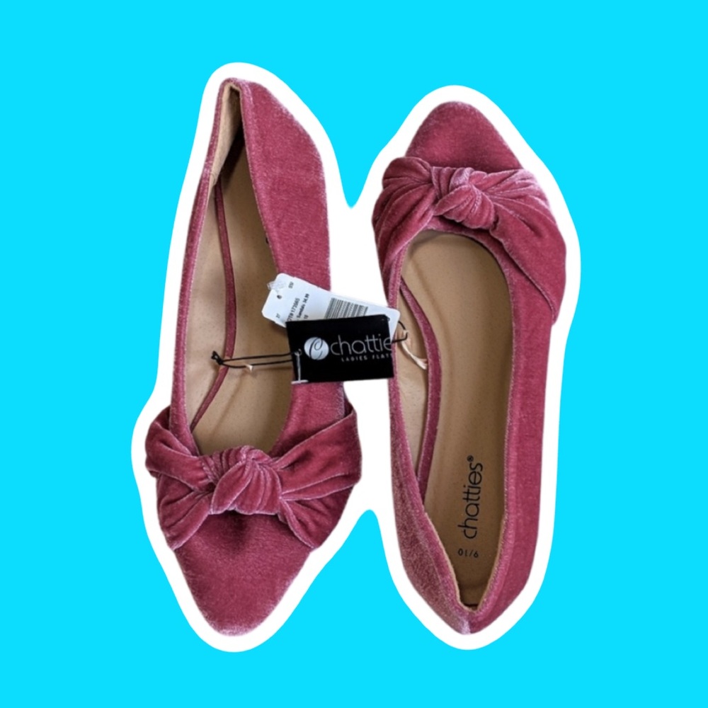 NWT Pink Velvet Flats